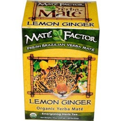 Organic Yerba Mate Tea Lemon Ginger, 20 Bag by The Mate Factor
