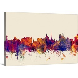 Large Solid-Faced Canvas Print Wall Art Print 30 x 20 entitled Victoria Canada Skyline on Beige