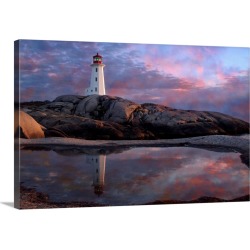 Large Gallery-Wrapped Canvas Wall Art Print 24 x 16 entitled Tide Pool By Lighthouse