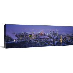 Large Gallery-Wrapped Canvas Wall Art Print 36 x 12 entitled Winter Montreal Quebec Canada