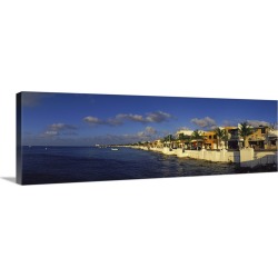Large Gallery-Wrapped Canvas Wall Art Print 36 x 14 entitled Buildings at the waterfront, Key West, Monroe County, Florida