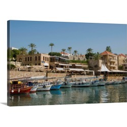 Large Gallery-Wrapped Canvas Wall Art Print 30 x 20 entitled Lebanon, Mount Lebanon, Middle East, Byblos, View of the port