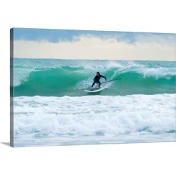 Large Solid-Faced Canvas Print Wall Art Print 30 x 20 entitled Surfing, Bunker Beach Tarifa Spain