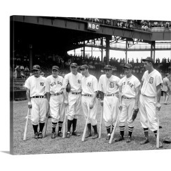 Large Solid-Faced Canvas Print Wall Art Print 30 x 24 entitled American League baseball greats in the line-up of the 5th A...