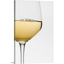 Large Solid-Faced Canvas Print Wall Art Print 20 x 30 entitled Close up of glass of white wine on white background