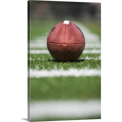 Large Solid-Faced Canvas Print Wall Art Print 20 x 30 entitled Close up of football on yard line marker