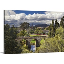 Large Solid-Faced Canvas Print Wall Art Print 30 x 20 entitled Australia, Tasmania, Richmond, Richmond Bridge