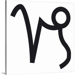 Large Gallery-Wrapped Canvas Wall Art Print 20 x 20 entitled Black and White Illustration of Capricorn zodiac sign