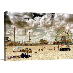 Large Solid-Faced Canvas Print Wall Art Print 30 x 20 entitled Beach at Coney Island