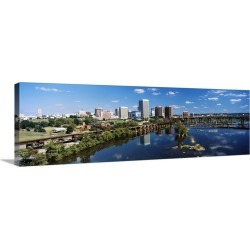 Large Solid-Faced Canvas Print Wall Art Print 48 x 16 entitled Skyscrapers in a city, Richmond, Virginia