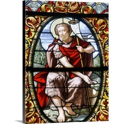 Large Solid-Faced Canvas Print Wall Art Print 30 x 40 entitled Stained glass of John the Baptist, Saint-Louis cathedral, V...