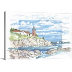 Large Gallery-Wrapped Canvas Wall Art Print 24 x 16 entitled West Quoddy Lighthouse
