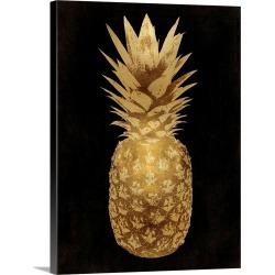 Large Solid-Faced Canvas Print Wall Art Print 30 x 40 entitled Gold Pineapple on Black II