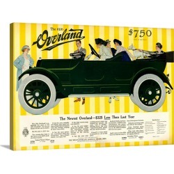 Large Gallery-Wrapped Canvas Wall Art Print 30 x 22 entitled 1910's USA Willys-Overland Magazine Advert