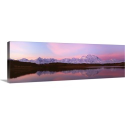 Large Gallery-Wrapped Canvas Wall Art Print 36 x 12 entitled Sunset, Mount McKinley in Denali National Park, Alaska