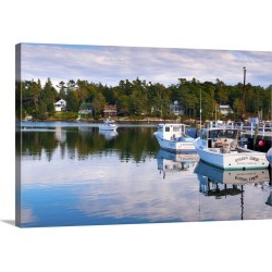 Large Solid-Faced Canvas Print Wall Art Print 30 x 20 entitled Lobster fishing boats, Boothbay Harbor, Maine, New England,...