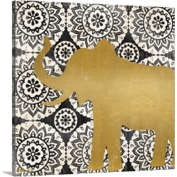Large Solid-Faced Canvas Print Wall Art Print 20 x 20 entitled Boho Elephant II - Black