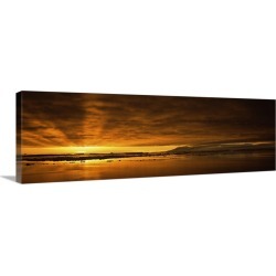 Large Solid-Faced Canvas Print Wall Art Print 48 x 16 entitled Sunrise over the sea, Antarctica