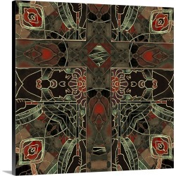 Large Solid-Faced Canvas Print Wall Art Print 24 x 24 entitled Art Nouveau Stained Glass Crucifix