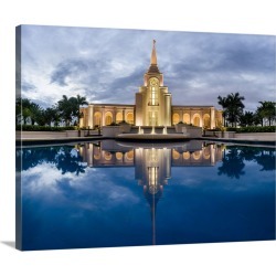 Large Gallery-Wrapped Canvas Wall Art Print 24 x 19 entitled Fort Lauderdale Florida Temple, Blue Reflections, Davie, Florida