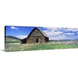 Large Gallery-Wrapped Canvas Wall Art Print 36 x 12 entitled Old barn in a field, Colorado