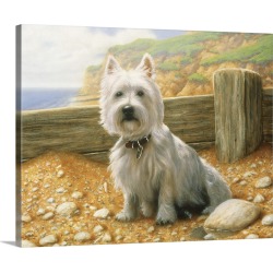 Large Gallery-Wrapped Canvas Wall Art Print 20 x 16 entitled West Highland Terrier At The Beach