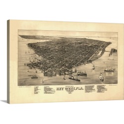 Large Gallery-Wrapped Canvas Wall Art Print 24 x 16 entitled Key West, FL - 1884