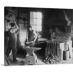 Large Gallery-Wrapped Canvas Wall Art Print 20 x 16 entitled Blacksmith Using Iron Forge