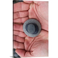 Large Solid-Faced Canvas Print Wall Art Print 20 x 30 entitled Close up of stacked rocks in hand