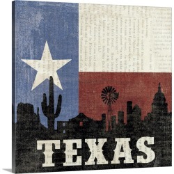 Large Gallery-Wrapped Canvas Wall Art Print 16 x 16 entitled Texas