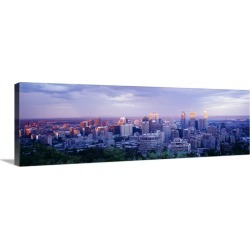 Large Gallery-Wrapped Canvas Wall Art Print 36 x 12 entitled Dusk Montreal Quebec Canada