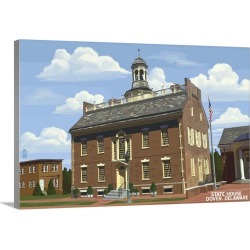 Large Gallery-Wrapped Canvas Wall Art Print 30 x 20 entitled Dover, Delaware - State House Spring Scene: Retro Travel Poster