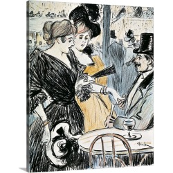 Large Gallery-Wrapped Canvas Wall Art Print 16 x 20 entitled Cafe With Entertainment. Ca. 1990. By Swiss-France Artist The...