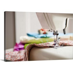 Large Solid-Faced Canvas Print Wall Art Print 30 x 20 entitled Close-up of sewing machine