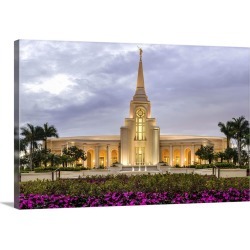 Large Gallery-Wrapped Canvas Wall Art Print 24 x 15 entitled Fort Lauderdale Florida Temple Front, Davie, Florida