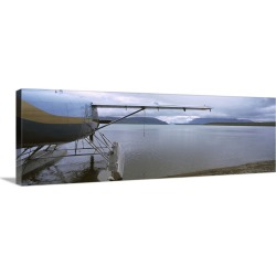 Large Gallery-Wrapped Canvas Wall Art Print 36 x 12 entitled Seaplane on the beach, Katmai National Park, Alaska