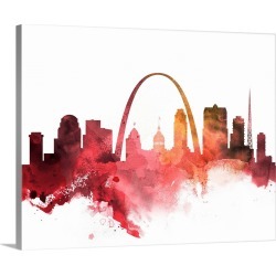 Large Solid-Faced Canvas Print Wall Art Print 30 x 24 entitled St. Louis Watercolor Cityscape II