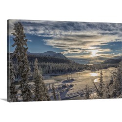 Large Solid-Faced Canvas Print Wall Art Print 30 x 20 entitled Takhini River on a late winter afternoon, Yukon, Canada