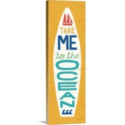 Large Solid-Faced Canvas Print Wall Art Print 16 x 48 entitled Beach Bums Surf Board IV