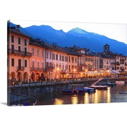 Large Gallery-Wrapped Canvas Wall Art Print 24 x 16 entitled Italy, Piedmont, Verbano-Cusio Ossola district, Cannobio, Lak...