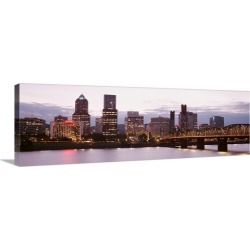 Large Gallery-Wrapped Canvas Wall Art Print 36 x 12 entitled Sunset Portland OR