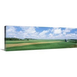 Large Gallery-Wrapped Canvas Wall Art Print 36 x 12 entitled Barn in a field, Wisconsin