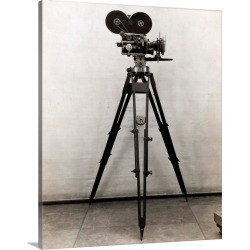 Large Gallery-Wrapped Canvas Wall Art Print 19 x 24 entitled Early Movie Camera on Tripod