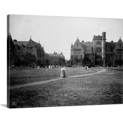 Large Solid-Faced Canvas Print Wall Art Print 40 x 30 entitled Students At University Of Chicago Campus