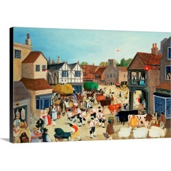 Large Solid-Faced Canvas Print Wall Art Print 30 x 20 entitled 18th Century Mayfair Cattle Market