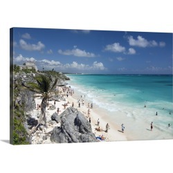 Large Solid-Faced Canvas Print Wall Art Print 30 x 20 entitled Tulum Beach, Quintana Roo, Mexico