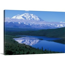 Large Gallery-Wrapped Canvas Wall Art Print 30 x 20 entitled USA, Alaska, Denali National Park, Mt. McKinley reflected in ...