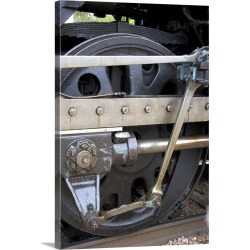 Large Solid-Faced Canvas Print Wall Art Print 20 x 30 entitled Close up detail view of steam locomotive drive wheel