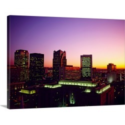 Large Gallery-Wrapped Canvas Wall Art Print 24 x 17 entitled Buildings in a city at dusk, Birmingham, Alabama,