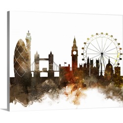 Large Gallery-Wrapped Canvas Wall Art Print 20 x 16 entitled London Watercolor Cityscape II